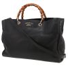 Gucci  Bamboo large model  shoulder bag  in black leather  and bamboo - 00pp thumbnail