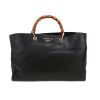 Gucci  Bamboo large model  shoulder bag  in black leather  and bamboo - 360 thumbnail