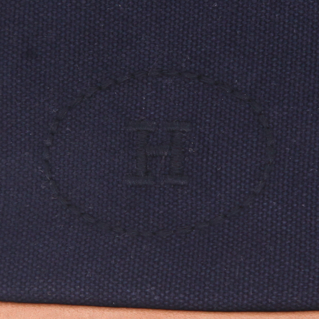 Sac à dos Hermès  Polochon en toile bleu-marine et cuir naturel - Detail D2