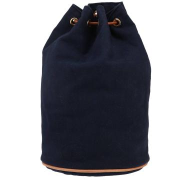 Sac à dos Hermès  Polochon en toile bleu-marine et cuir naturel