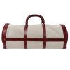 Hermès  RD travel bag  in beige canvas  and red leather - Detail D5 thumbnail