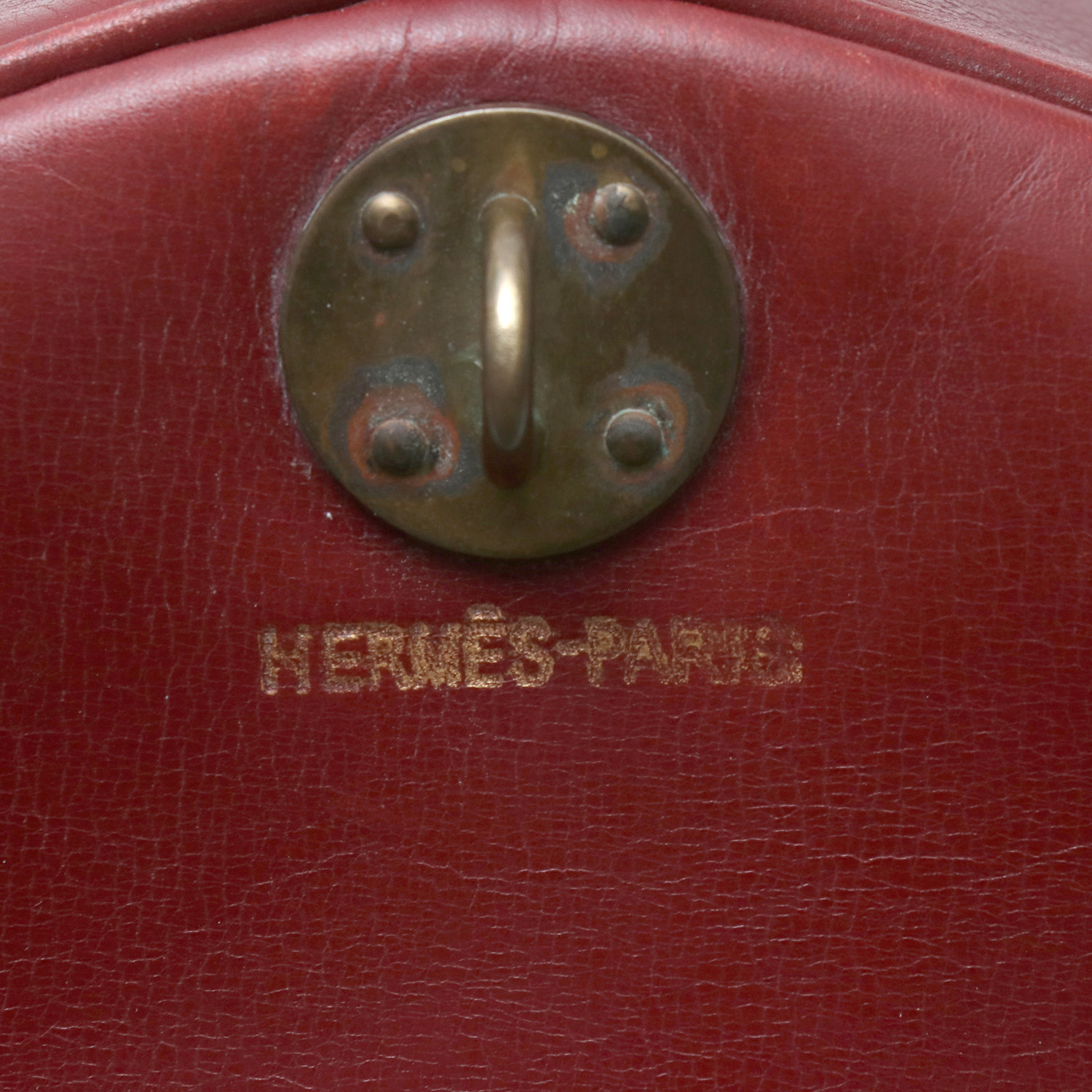 Hermès RD travel bag in beige canvas and red leather - Detail D6