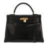 Hermès  Kelly 32 cm handbag  in black box leather - 360 thumbnail