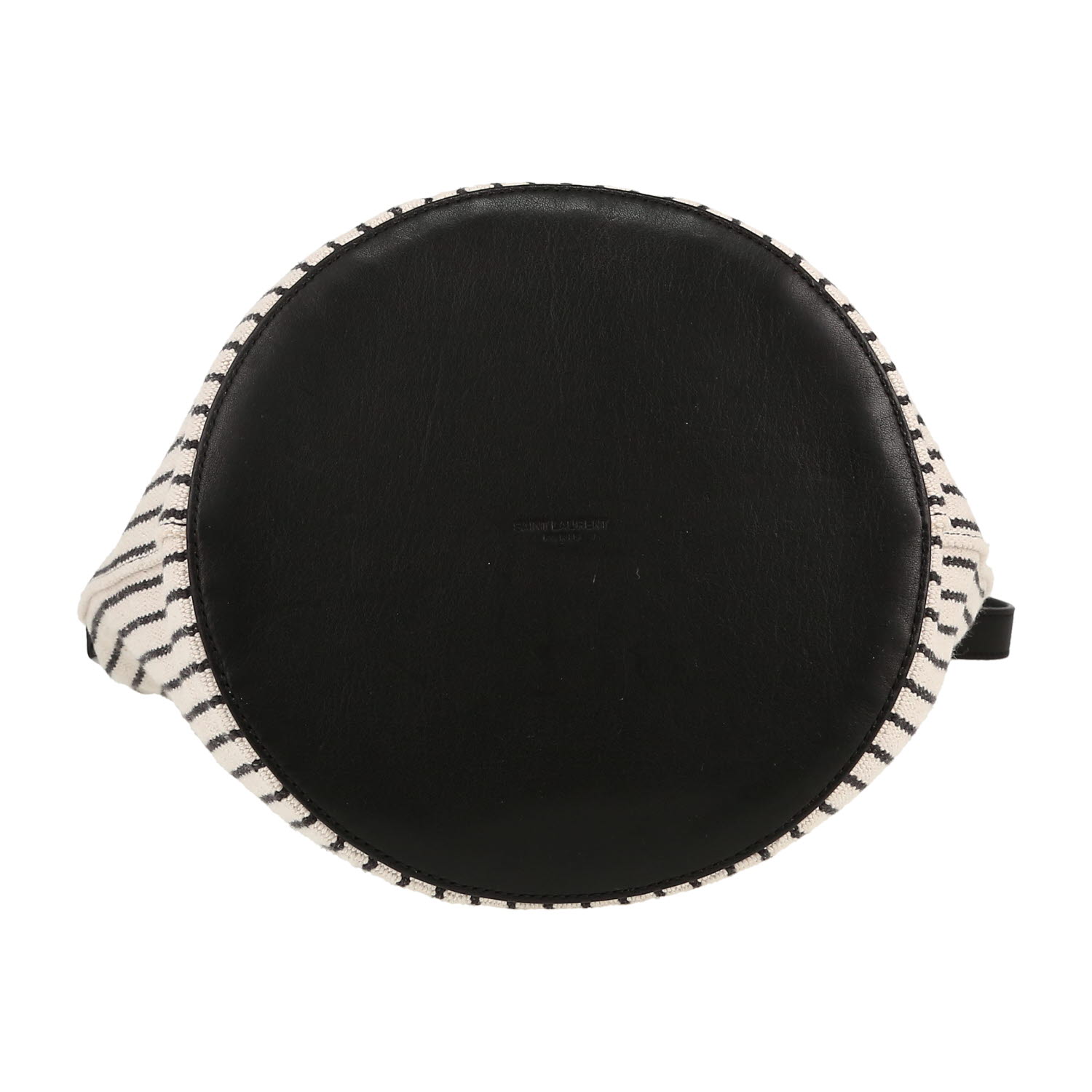 Saint Laurent   handbag  in ecru and black canvas  and black leather - Detail D1