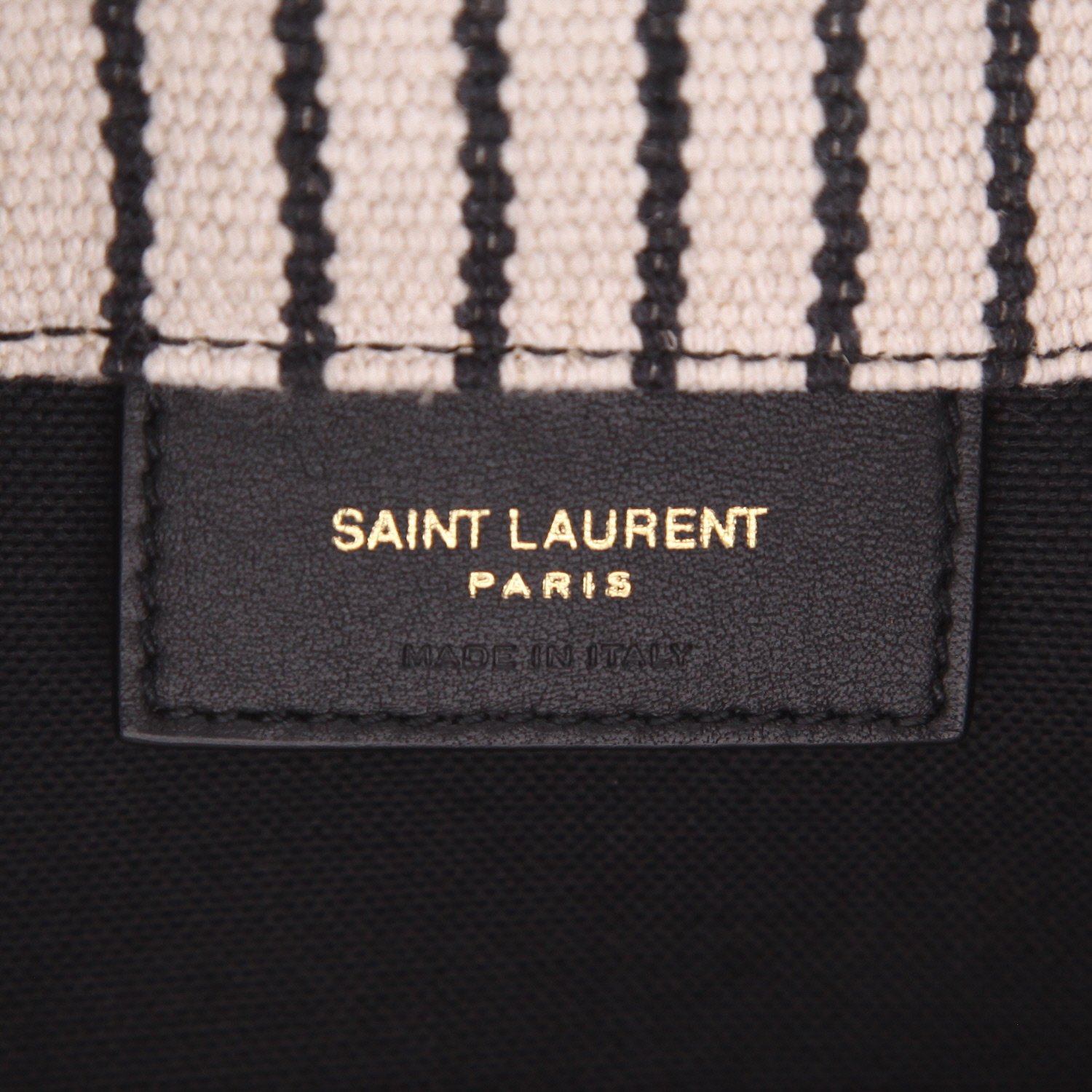 Bolso de mano Saint Laurent   en lona cruda y negra y cuero negro - Detail D2