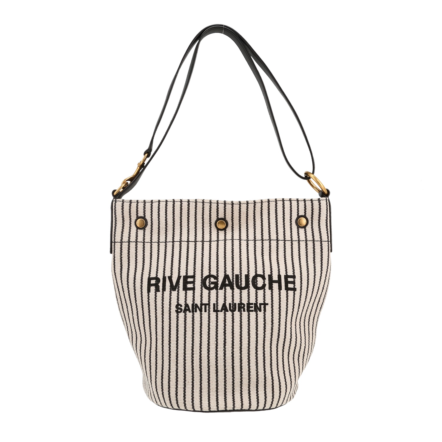 Saint Laurent   handbag  in ecru and black canvas  and black leather - Detail D4