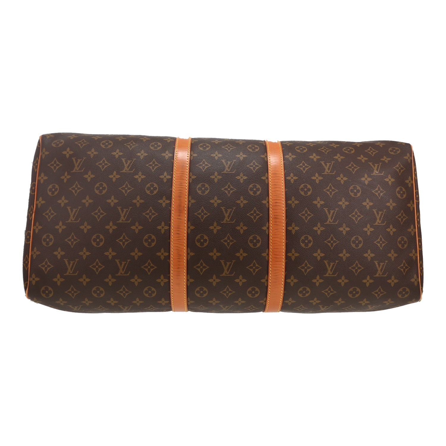 Louis Vuitton  Keepall 60 travel bag  in brown monogram canvas  and natural leather - Detail D4