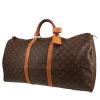 Bolsa de viaje Louis Vuitton  Keepall 60 en lona Monogram marrón y cuero natural - 00pp thumbnail