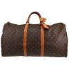 Bolsa de viaje Louis Vuitton  Keepall 60 en lona Monogram marrón y cuero natural - Detail D1 thumbnail