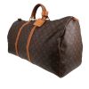 Bolsa de viaje Louis Vuitton  Keepall 60 en lona Monogram marrón y cuero natural - Detail D2 thumbnail