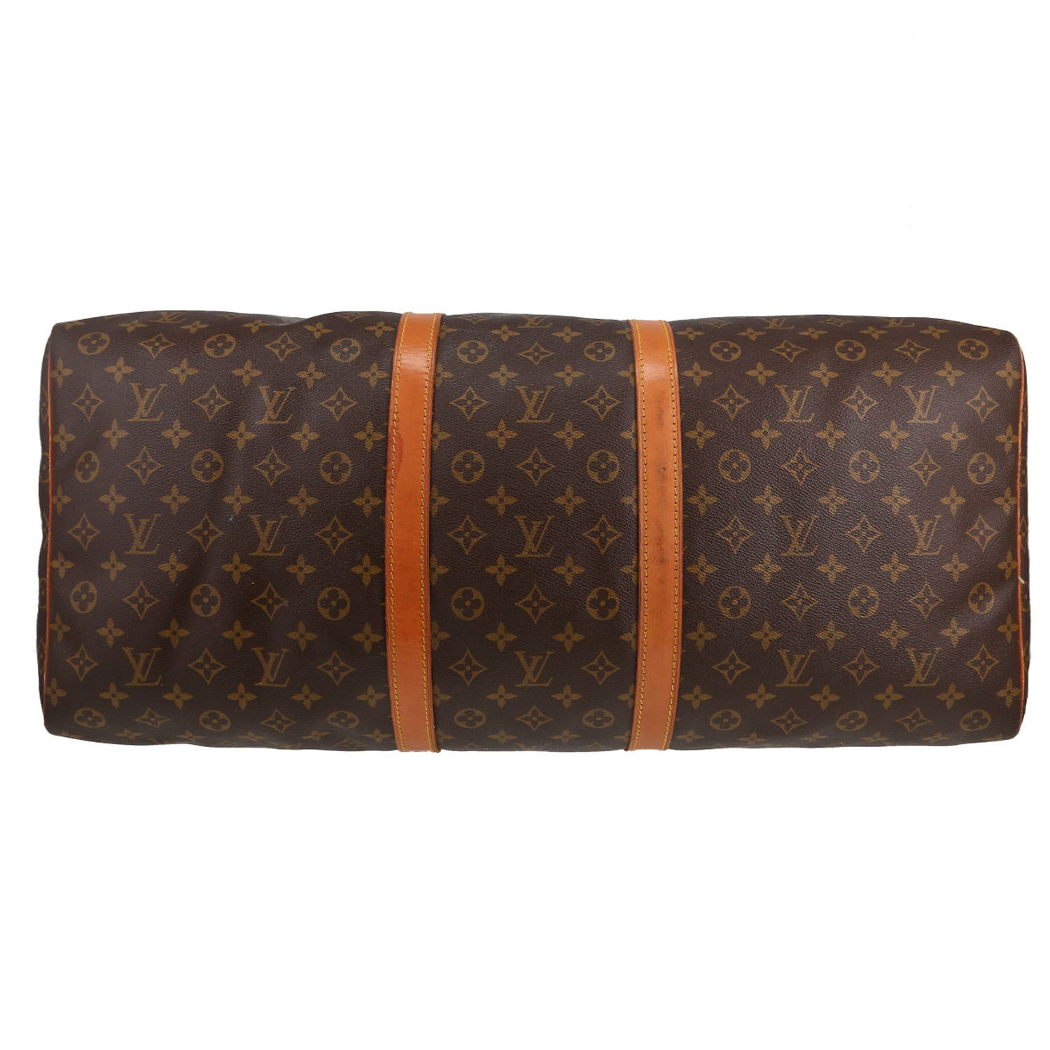 Louis Vuitton  Keepall 60 travel bag  in brown monogram canvas  and natural leather - Detail D4