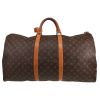 Bolsa de viaje Louis Vuitton  Keepall 60 en lona Monogram marrón y cuero natural - Detail D5 thumbnail