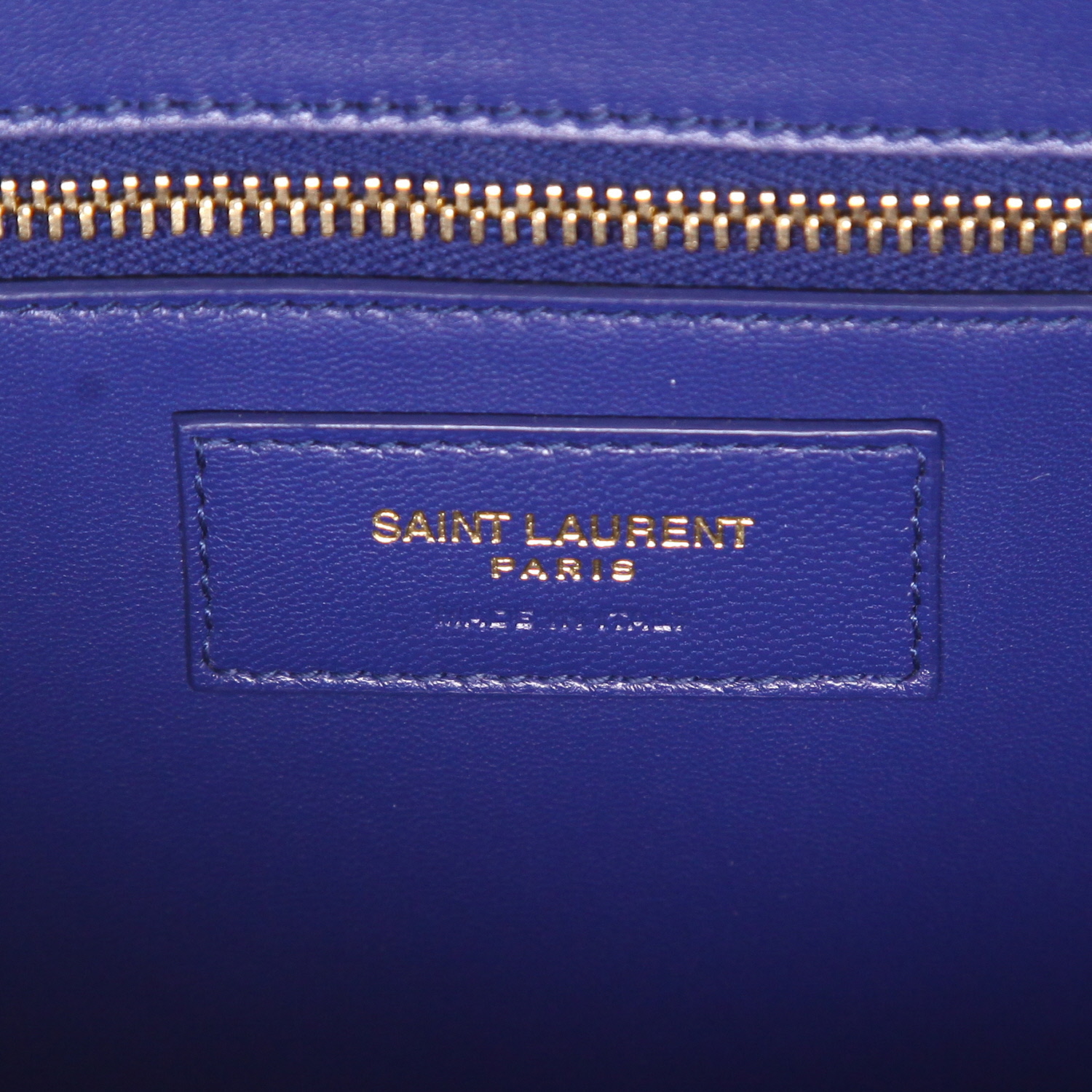 Sac à main Saint Laurent  Carré Satchel en cuir bleu - Detail D2