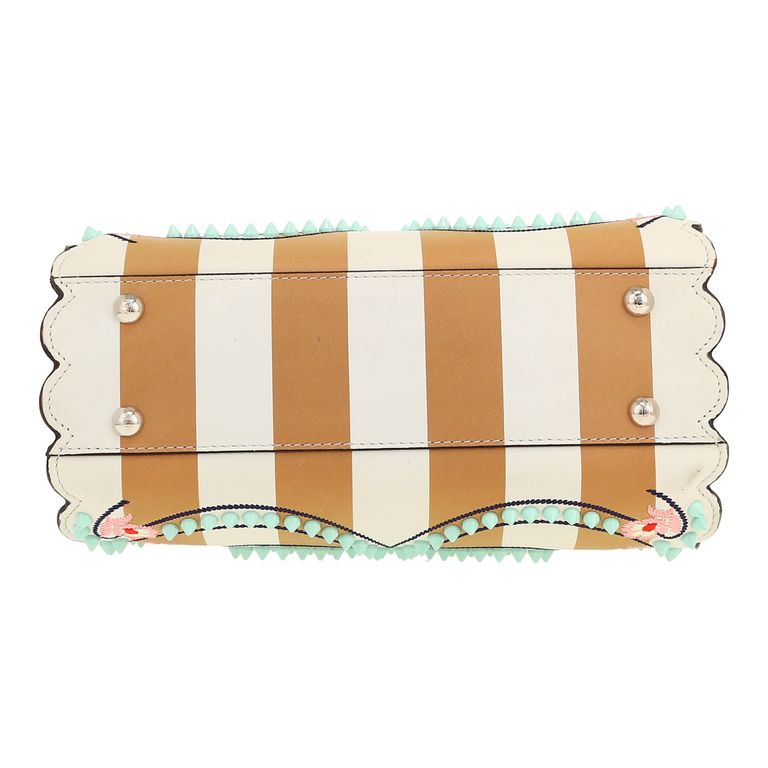 Fendi Peekaboo handbag in beige and white bicolor leather - Detail D1