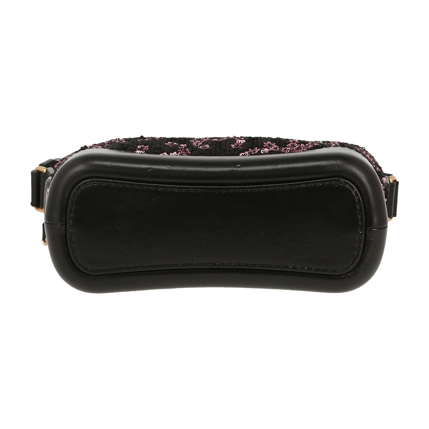 Bolso bandolera Chanel  Gabrielle  modelo pequeño  en lentejuelas negras y rosas y cuero negro - Detail D1