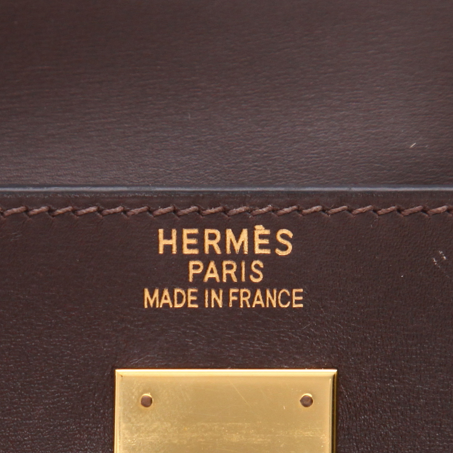 Bolso de mano Hermès  Kelly 40 cm en cuero box marrón - Detail D2