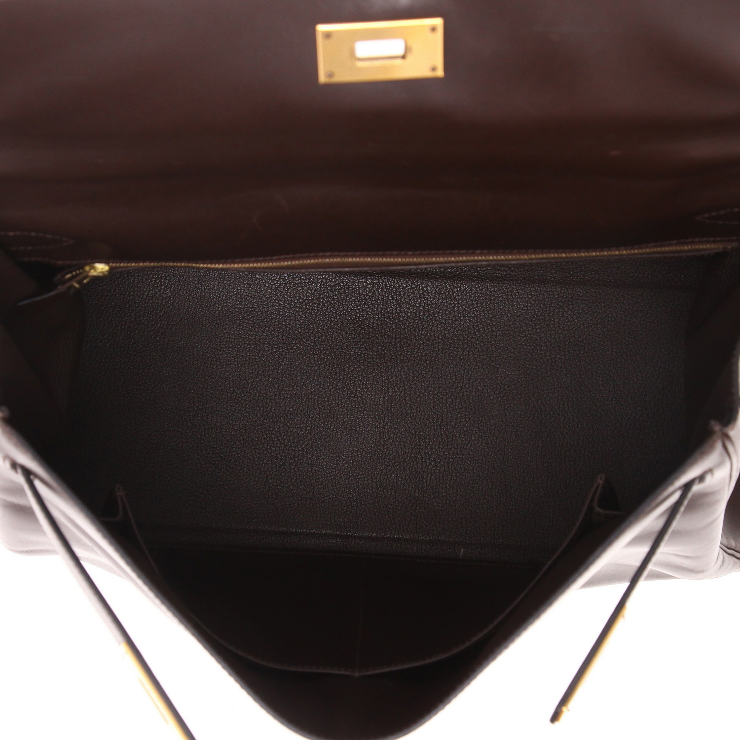 Borsa Hermès  Kelly 40 cm in pelle box marrone - Detail D3