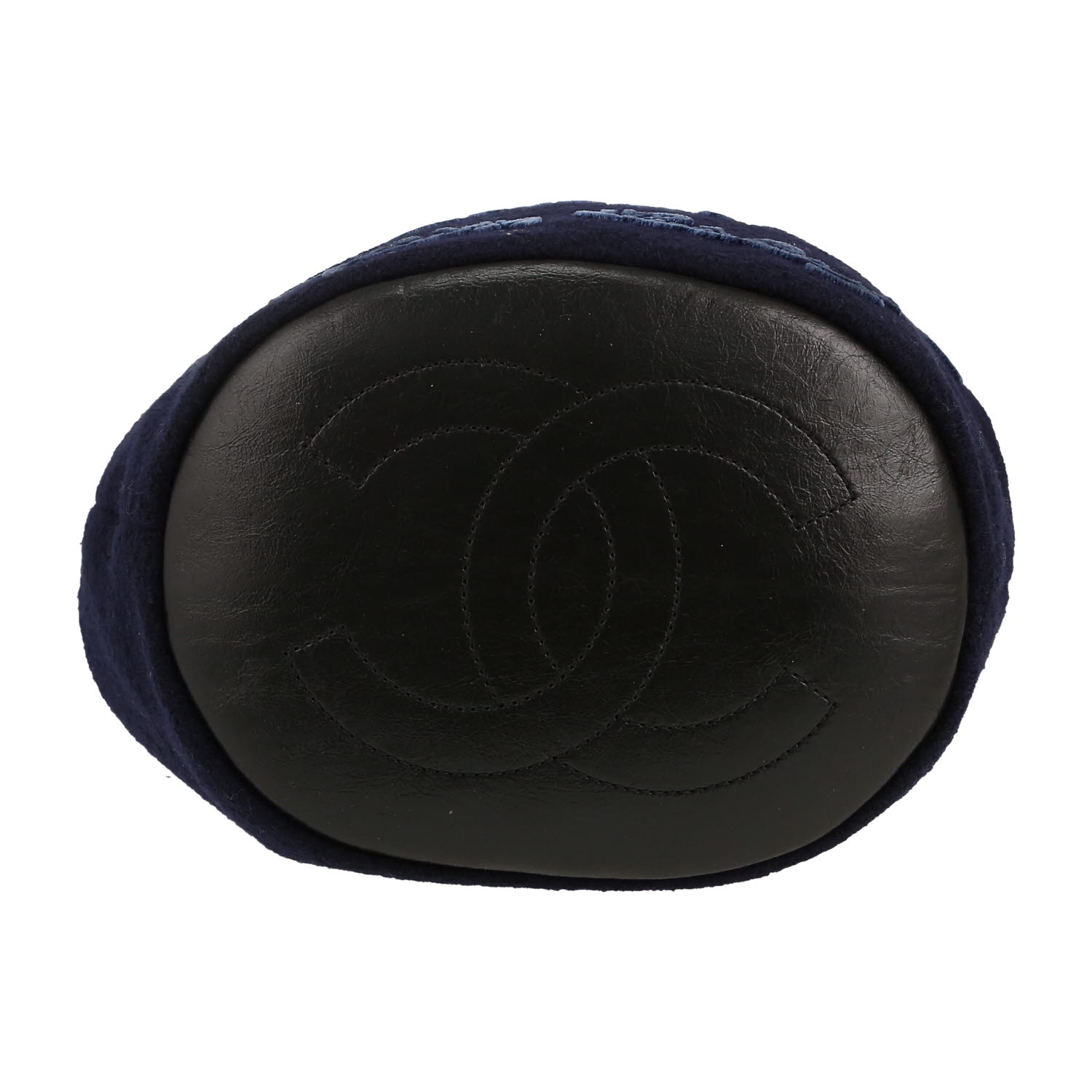 Bolso Chanel   en lona azul marino y cuero negro - Detail D1