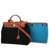 Hermès  Herbag bag worn on the shoulder or carried in the hand  in black canvas  and brown leather - 00pp thumbnail