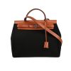 Sac porté épaule ou main Hermès  Herbag en toile noire et cuir marron - 360 thumbnail