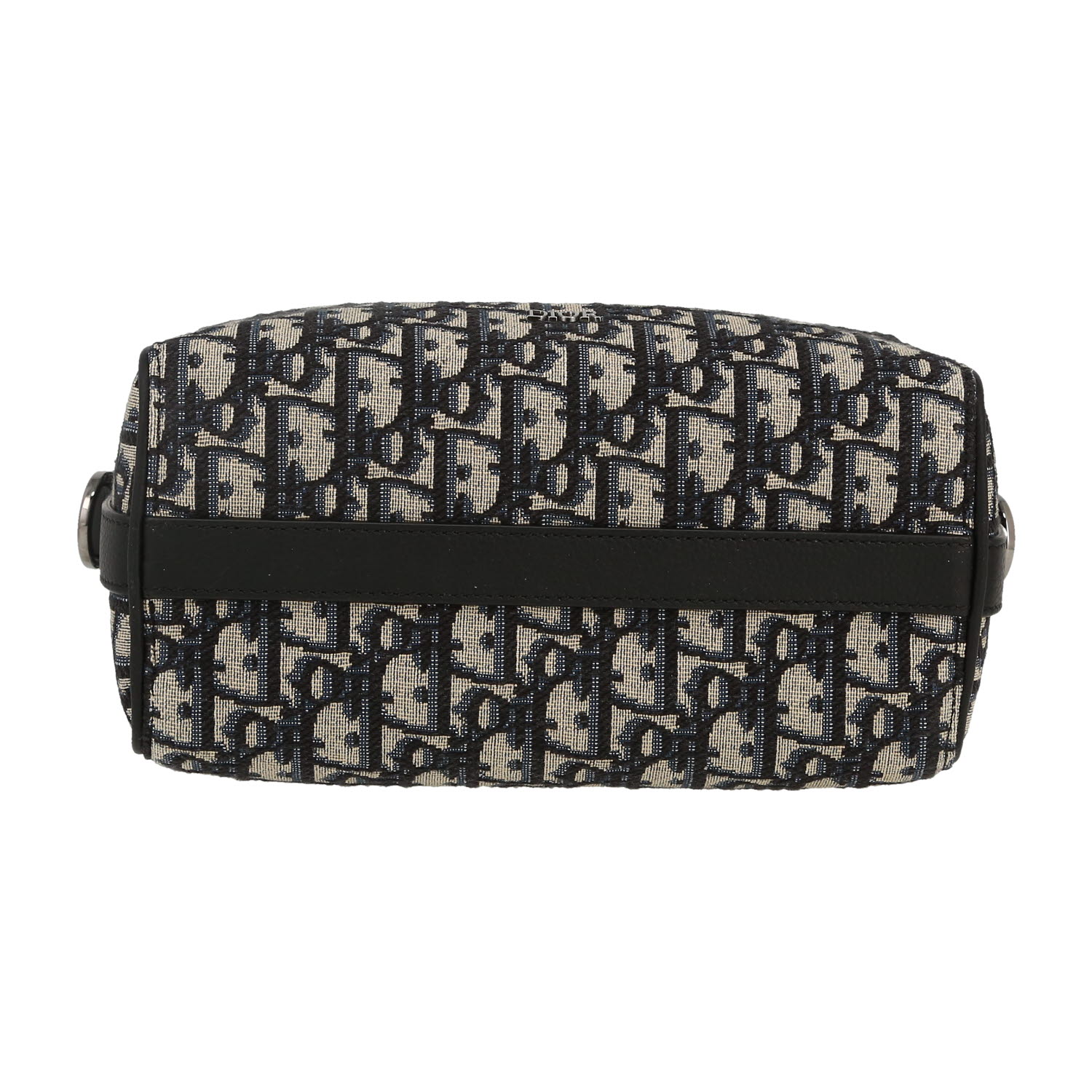 Sac bandoulière Dior  Lingot 22 en toile monogram Oblique bleue et cuir noir - Detail D1