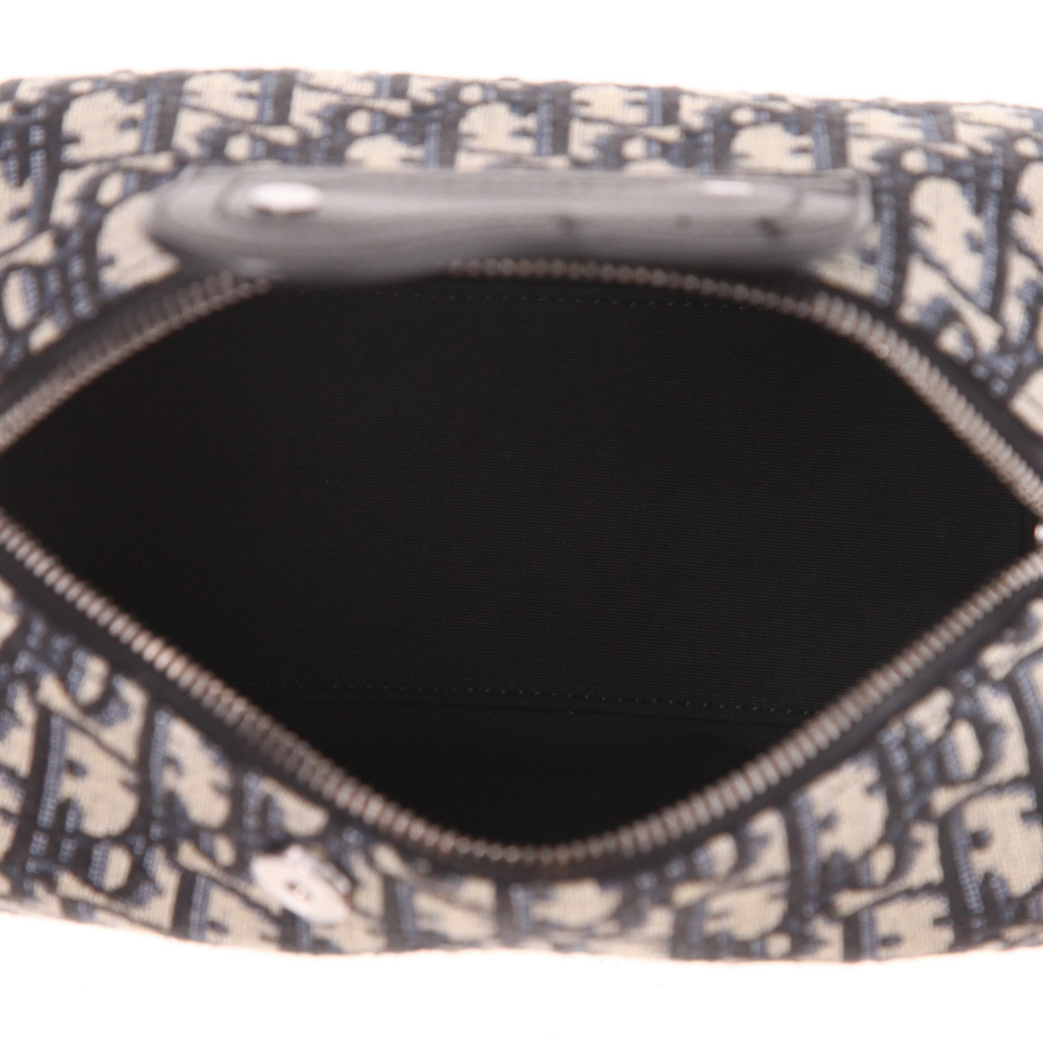 Bolso bandolera Dior  Lingot 22 en lona Monogram Oblique azul y cuero negro - Detail D3