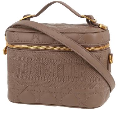 Borsa a tracolla Dior  Travel Vanity in pelle cannage color talpa