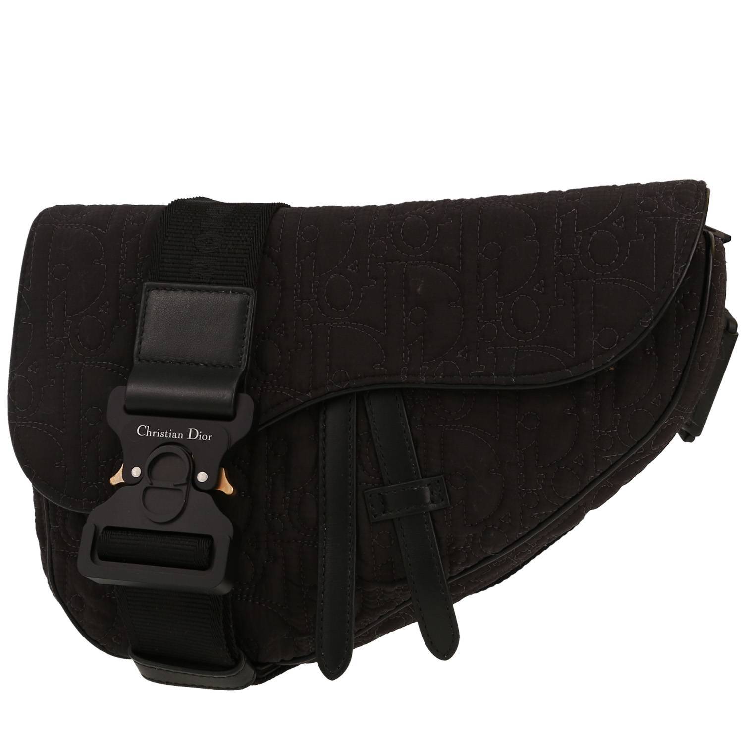 Dior Saddle shoulder bag in black logo canvas and black leather
