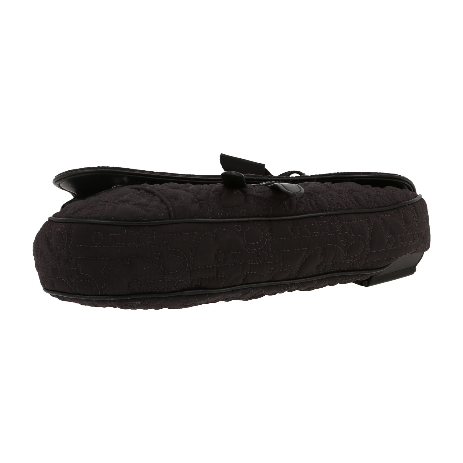 Borsa a tracolla Dior  Saddle in tela siglata nera e pelle nera - Detail D1