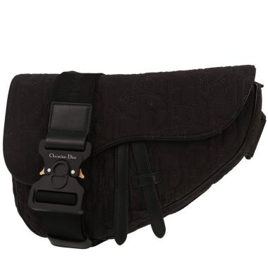 Dior  Saddle shoulder bag  in black logo canvas  and black leather
