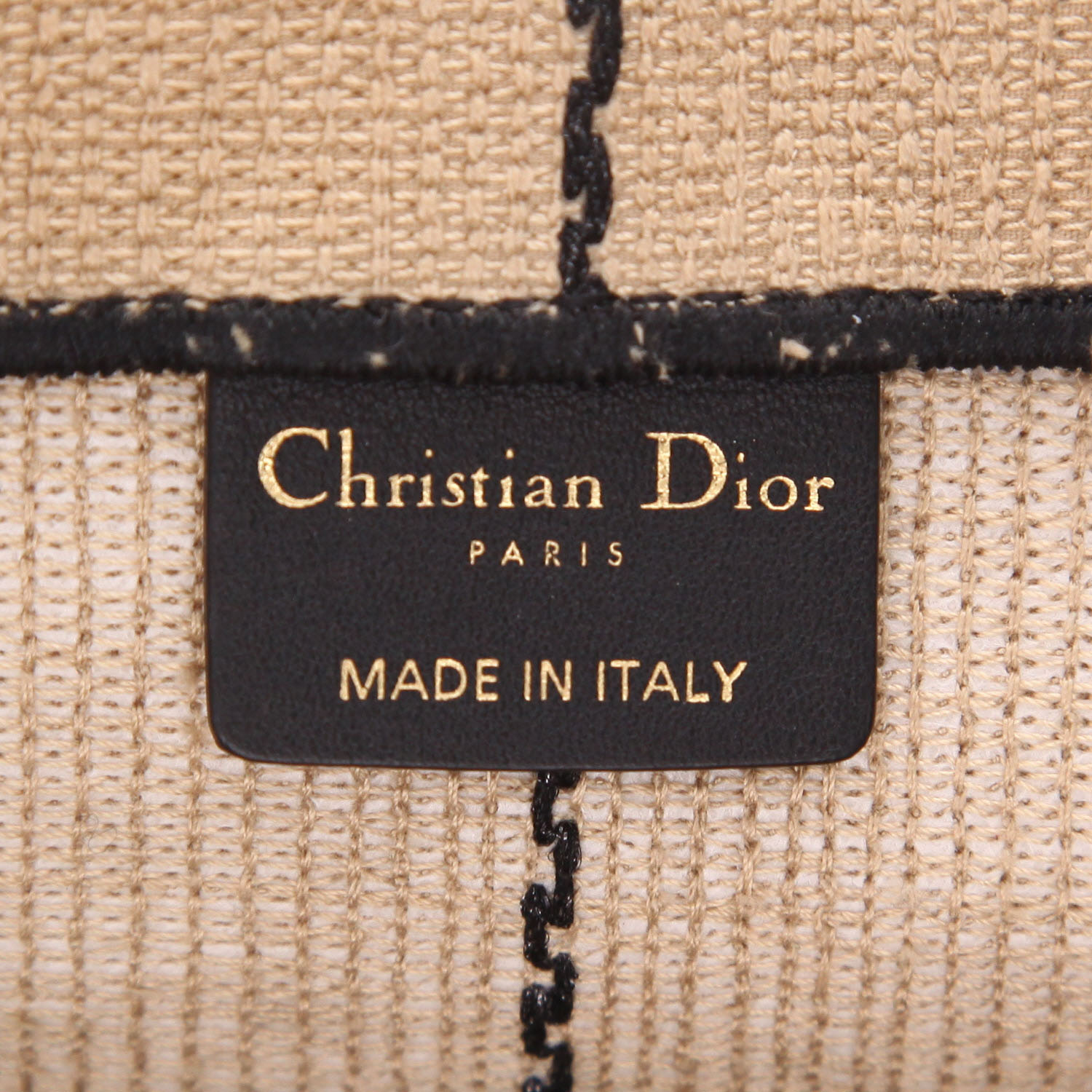 Shopping bag Dior  Book Tote in tela nera e beige - Detail D2