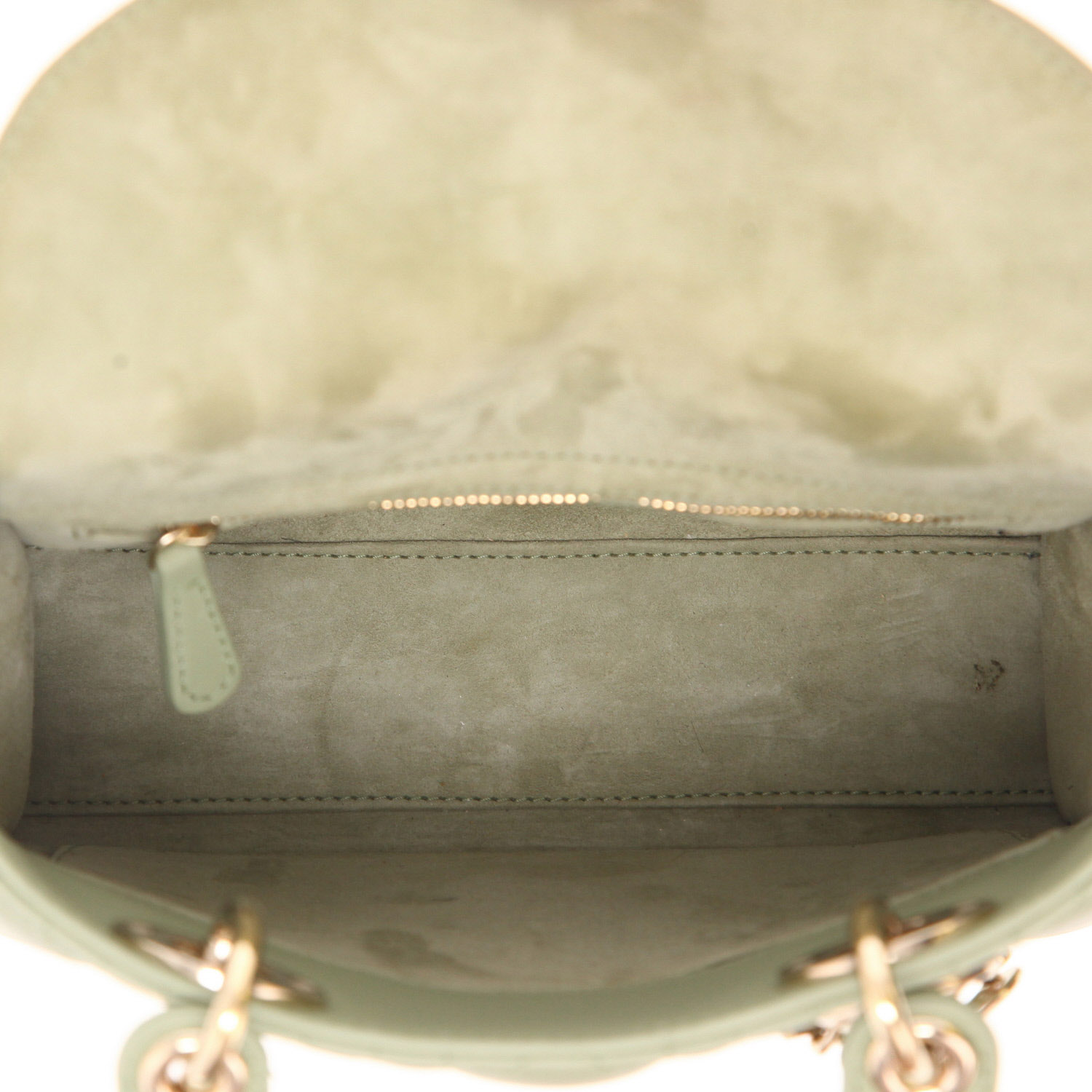 Dior  Lady Dior small model  handbag  in green leather cannage - Detail D3