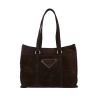 Prada   shopping bag  in brown suede - 360 thumbnail