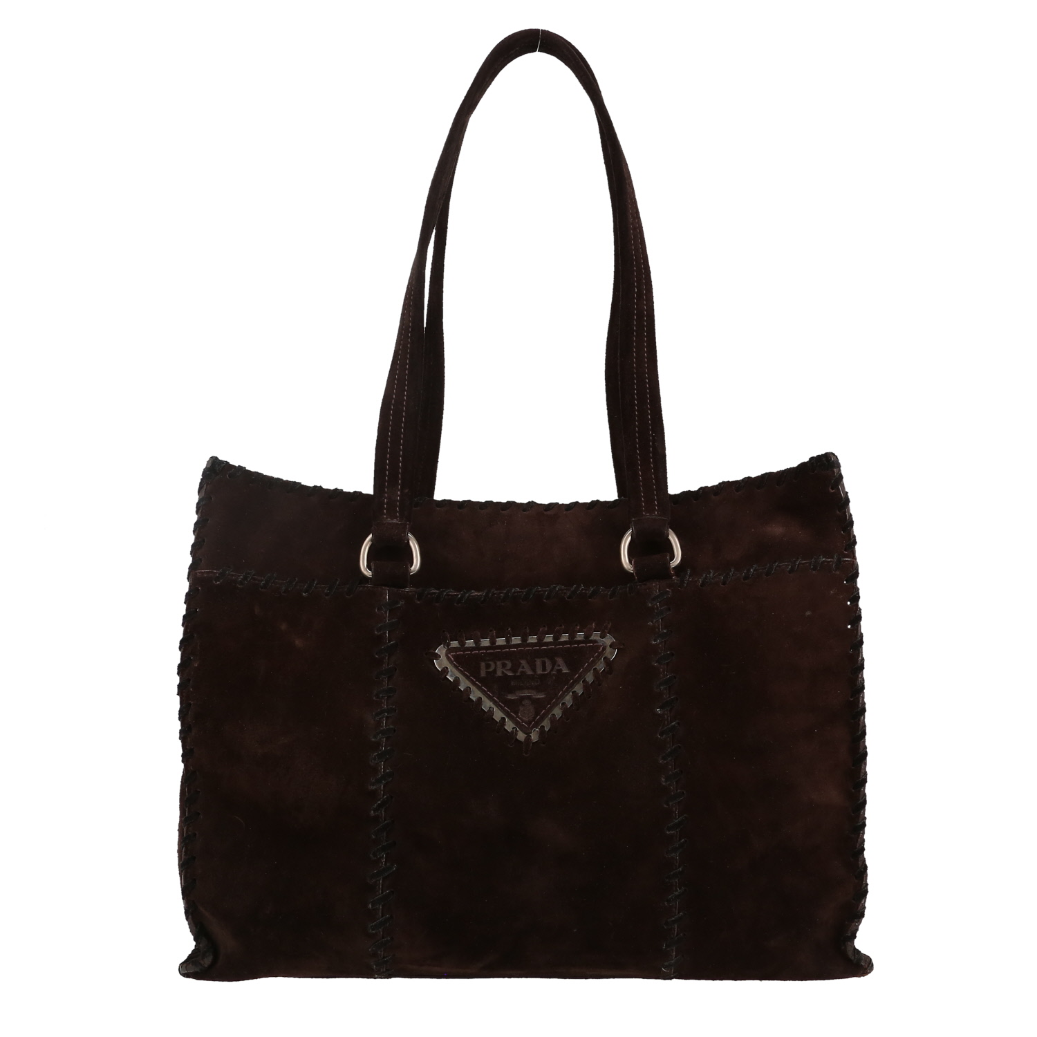 トートバッグ PRADA BROWN SUEDE MEDIUM SHOPPING BAG Prada Brown Suede Medium Shopping Bag | italist