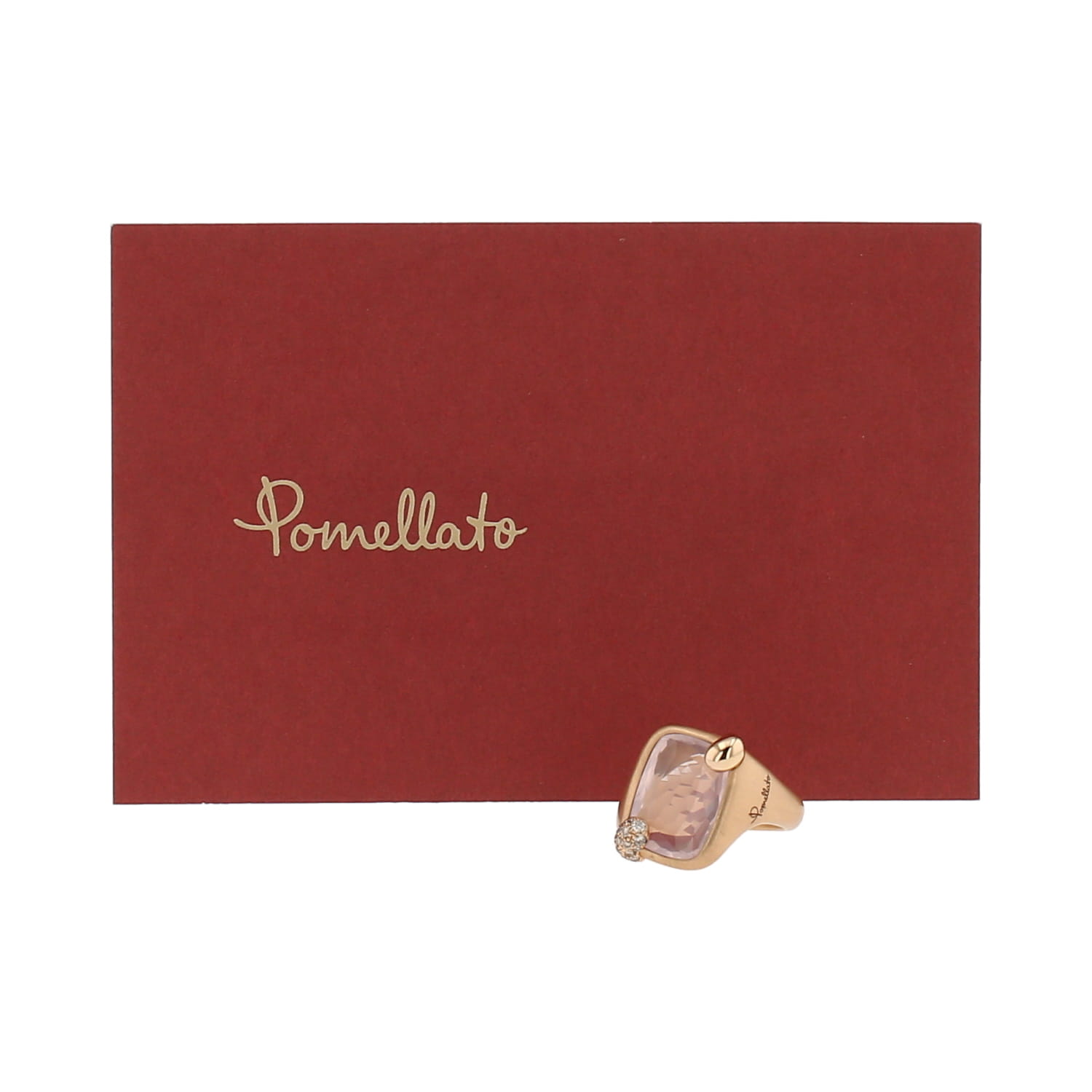 Pomellato Ritratto small model ring in pink gold, quartz and diamonds - Detail D2