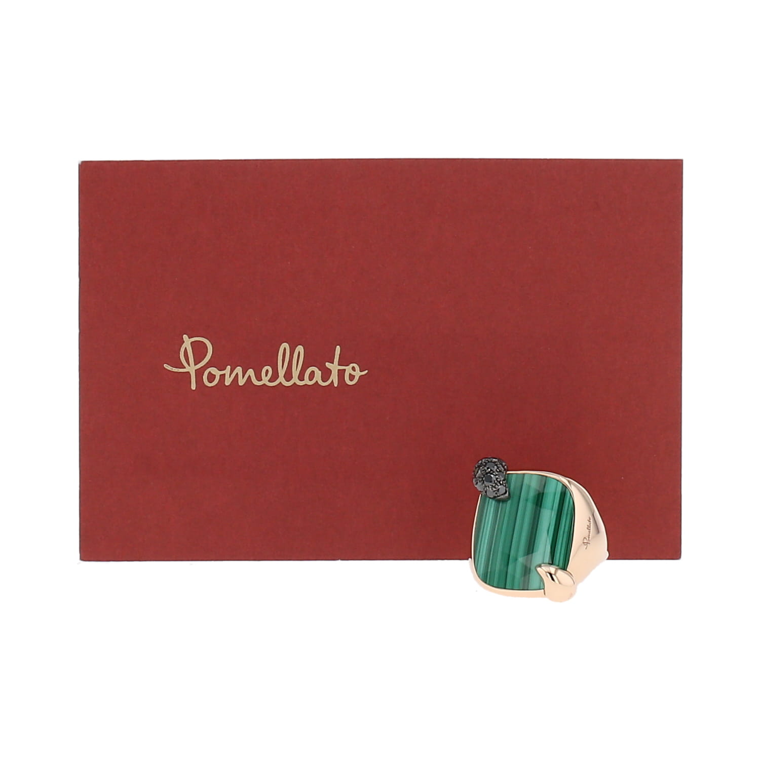 Pomellato Ritratto medium model ring in pink gold, malachite and diamonds - Detail D2