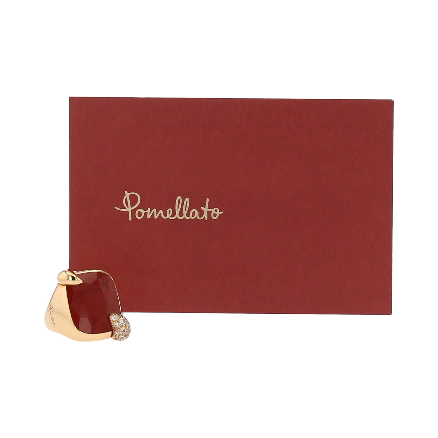 Pomellato Ritratto medium model ring in pink gold, jasper and brown diamonds - Detail D2