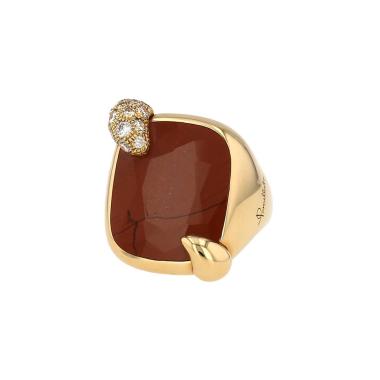 Anello Pomellato Ritratto modello medio in oro rosa, diaspro e diamanti brown