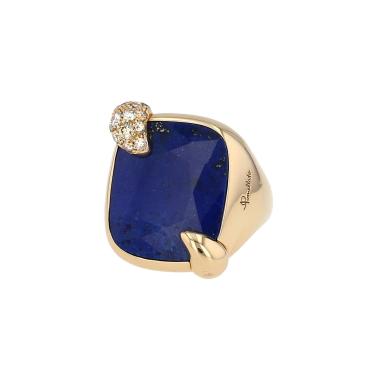 Sortija Pomellato Ritratto modelo mediano de oro rosa, lapislázuli y diamantes marrón