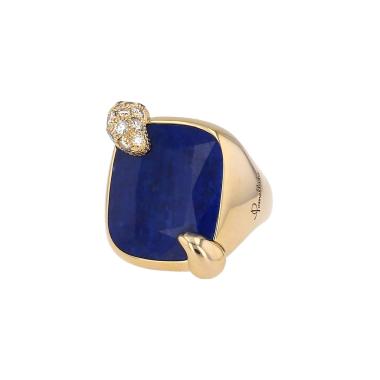 Anello Pomellato Ritratto modello medio in oro rosa, lapislazzuli e diamanti