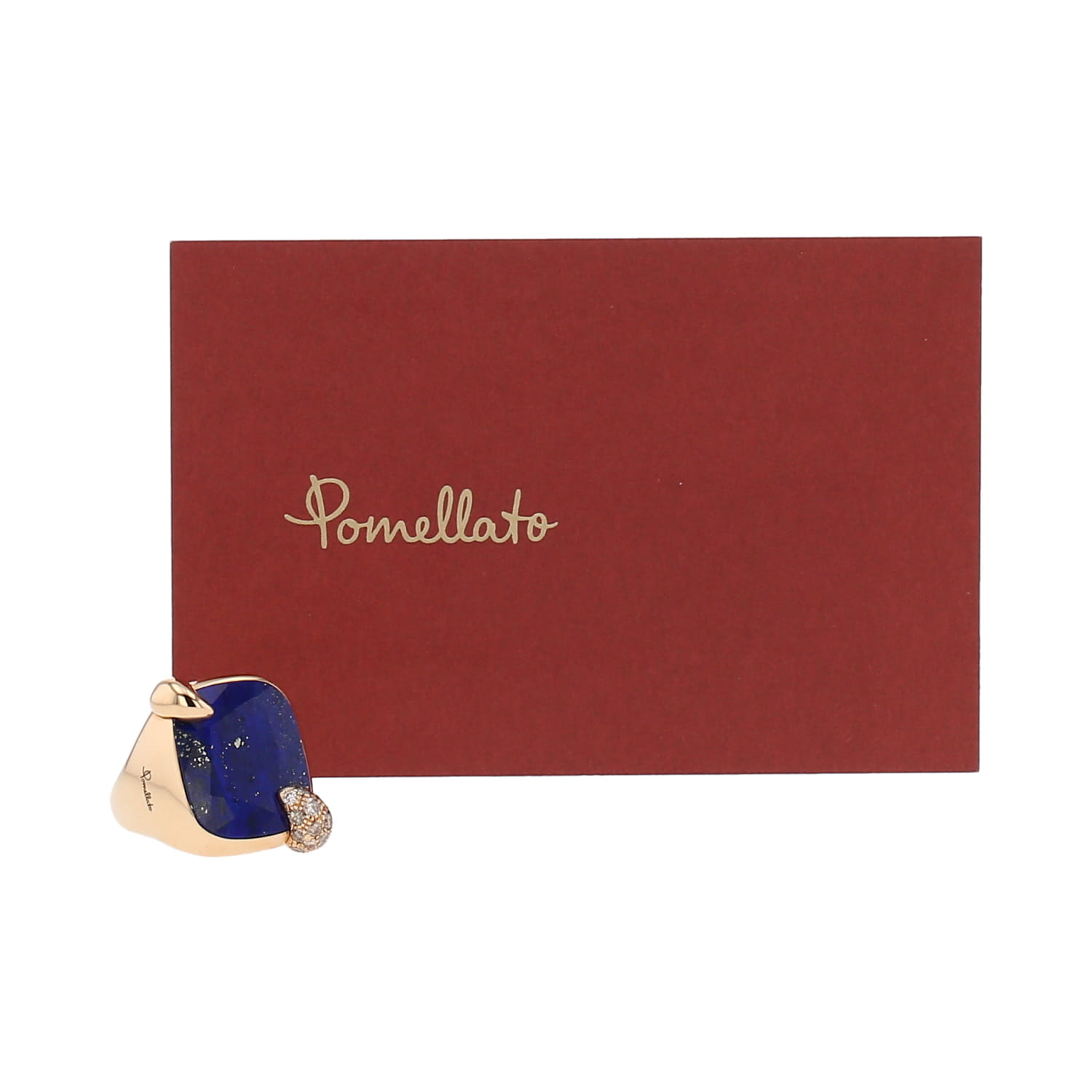 Bague Pomellato Ritratto moyen modèle en or rose, lapis-lazuli et diamants bruns - Detail D2