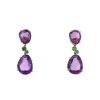 Pomellato Bahia pendants earrings in pink gold, amethysts and tsavorites - 360 thumbnail