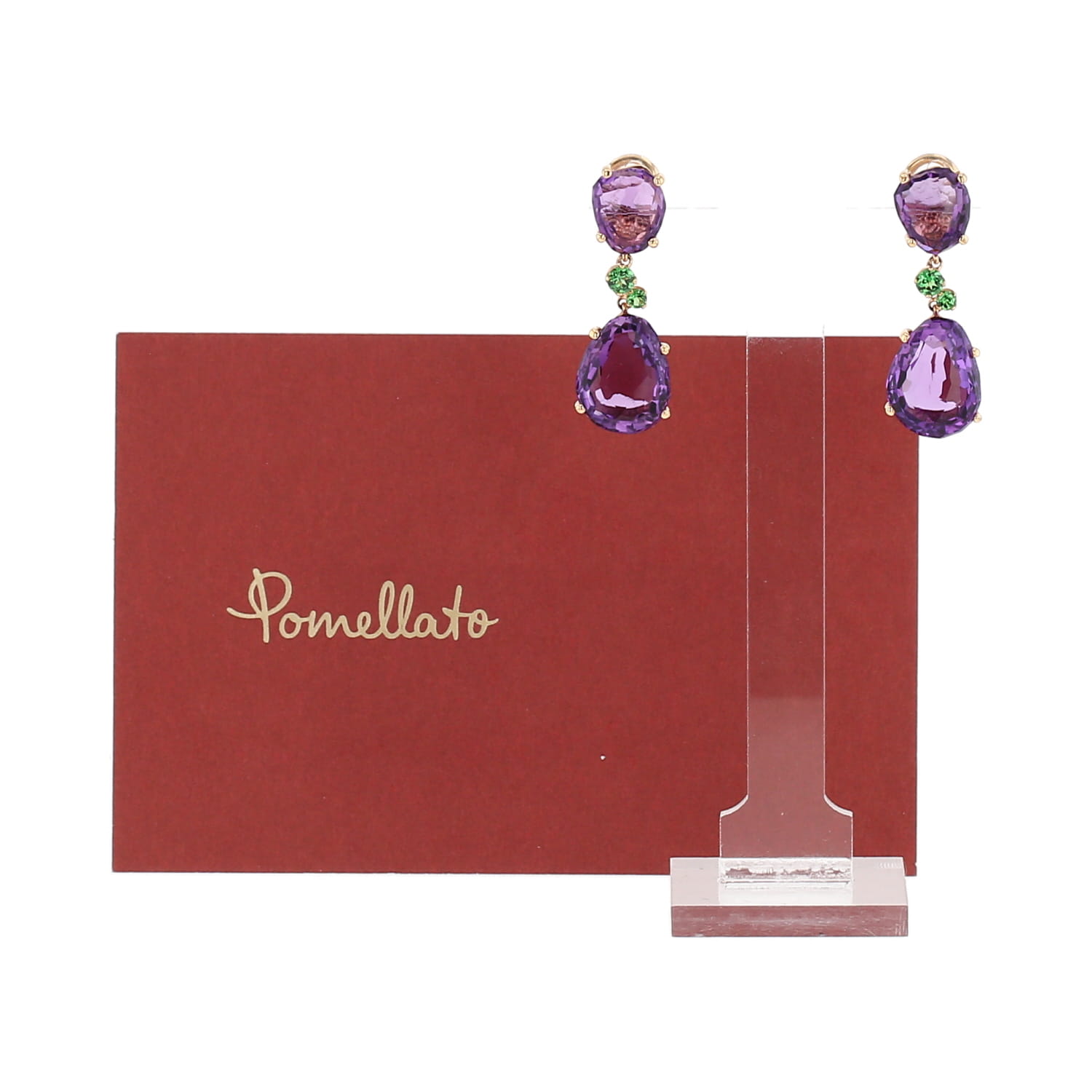 Paire de pendants d'oreilles Pomellato Bahia en or rose, améthystes et tsavorites - Detail D2
