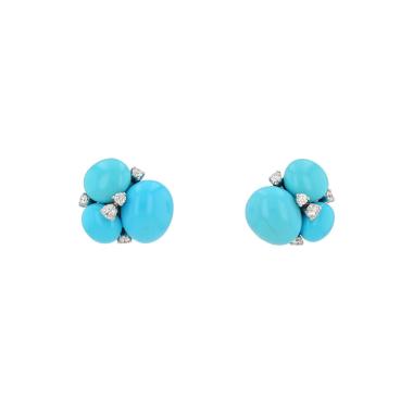 Pomellato Capri earrings in pink gold, turquoises and diamonds