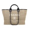 Chanel  Deauville shopping bag  in beige canvas  and black leather - 360 thumbnail