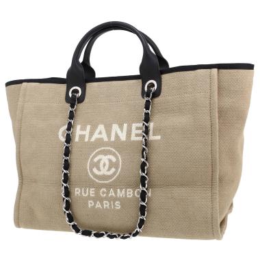 Bolso Cabás Chanel  Deauville en lona beige y cuero negro