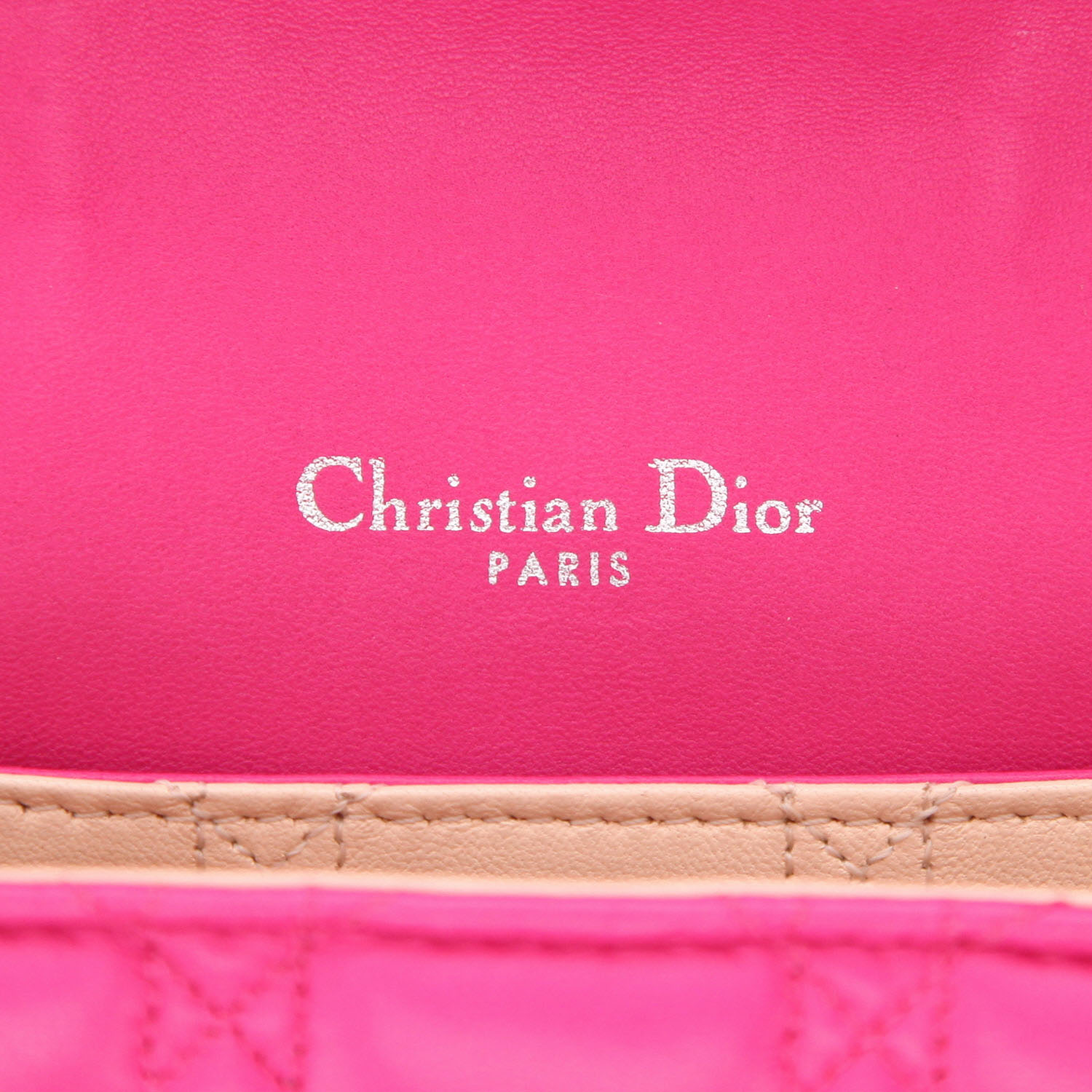 Sac à main Dior   en cuir cannage rose - Detail D2
