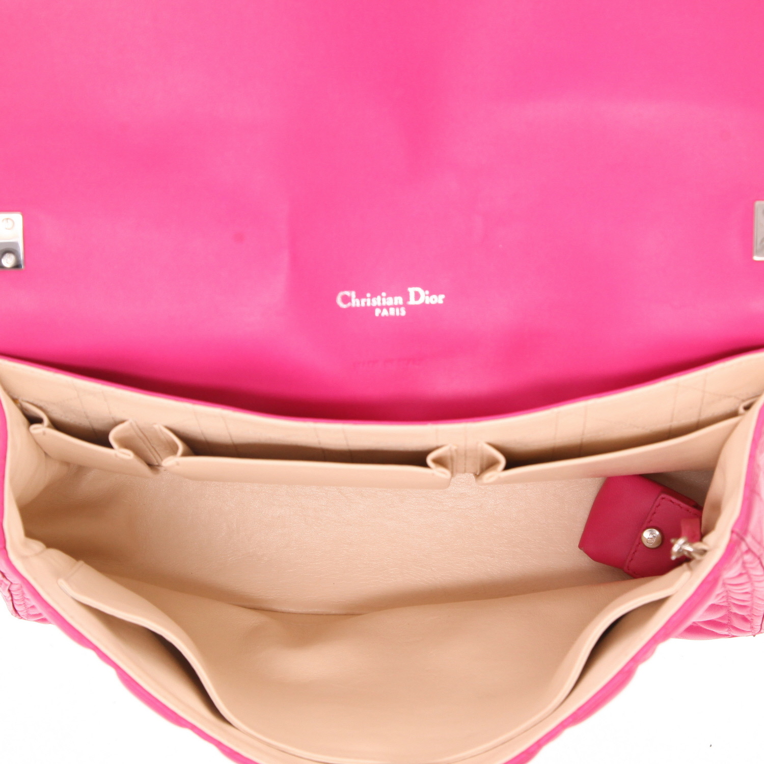 Bolso de mano Dior   en cuero cannage rosa - Detail D3