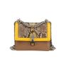 Sac à main Fendi  Kan I petit modèle  en cuir taupe bleu et jaune et python - 360 thumbnail