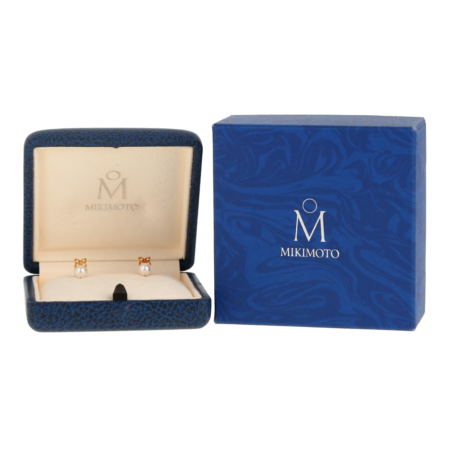 Paire de boucles d'oreilles Mikimoto  en or jaune, diamants et perles de culture - Detail D2